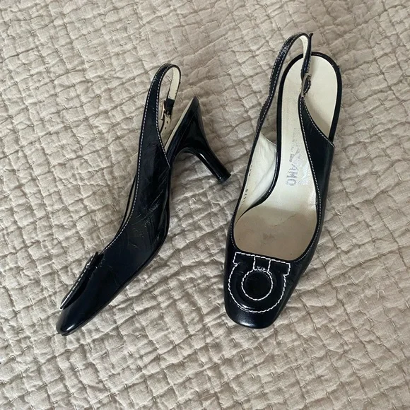 Salvatore Ferragamo patent sling back pump size 7.5